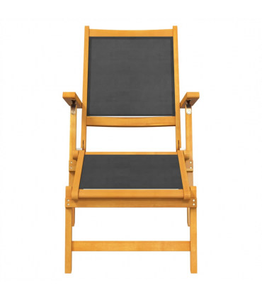 Outdoor Deck Chairs 2 pcs Solid Wood Acacia and Textilene