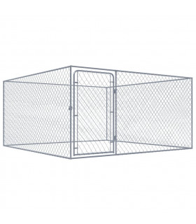 Outdoor Dog Kennel Galvanised Steel 2x2x1 m