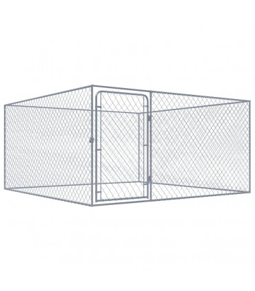 Outdoor Dog Kennel Galvanised Steel 2x2x1 m
