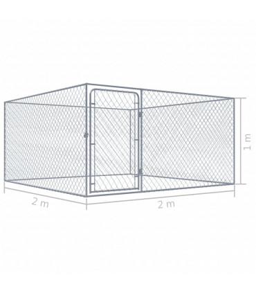 Outdoor Dog Kennel Galvanised Steel 2x2x1 m
