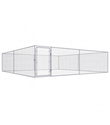 Outdoor Dog Kennel Galvanised Steel 4x4x1 m