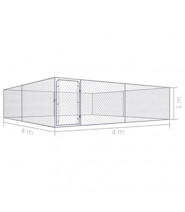 Outdoor Dog Kennel Galvanised Steel 4x4x1 m
