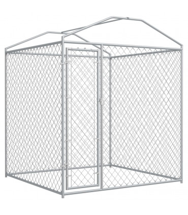 Outdoor Dog Kennel with Canopy Top 193x193x225 cm
