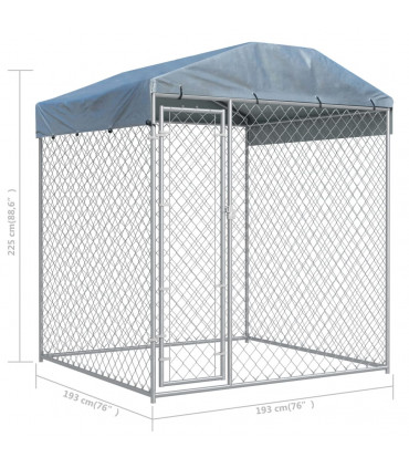 Outdoor Dog Kennel with Canopy Top 193x193x225 cm