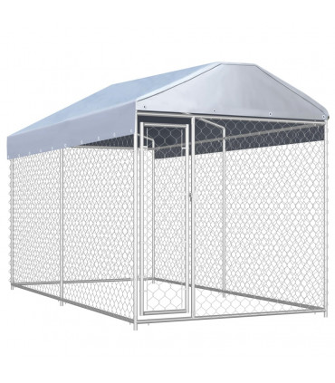 Outdoor Dog Kennel with Canopy Top 382x192x225 cm