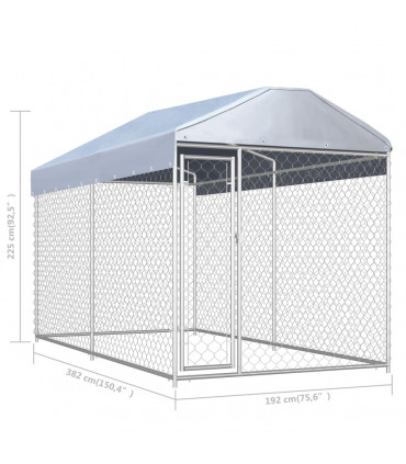Outdoor Dog Kennel with Canopy Top 382x192x225 cm