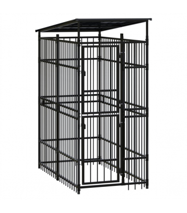 Outdoor Dog Kennel with Roof Steel 1.84 m�