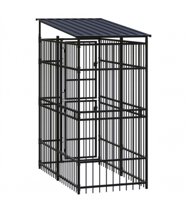 Outdoor Dog Kennel with Roof Steel 1.84 m�