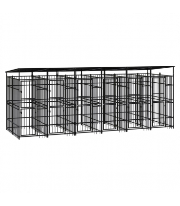 Outdoor Dog Kennel with Roof Steel 11.06 m�