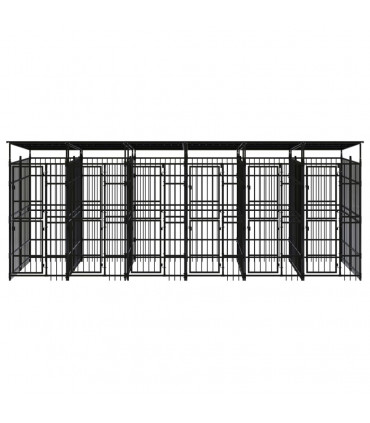 Outdoor Dog Kennel with Roof Steel 11.06 m�