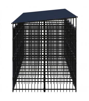 Outdoor Dog Kennel with Roof Steel 11.06 m�