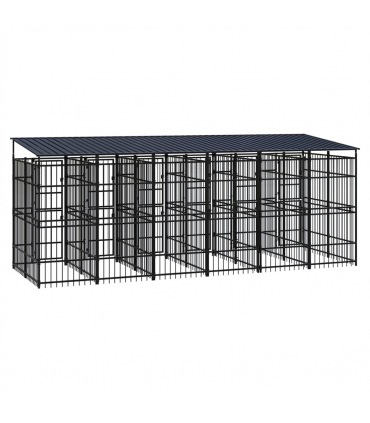 Outdoor Dog Kennel with Roof Steel 11.06 m�