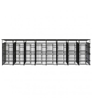 Outdoor Dog Kennel with Roof Steel 14.75 m²