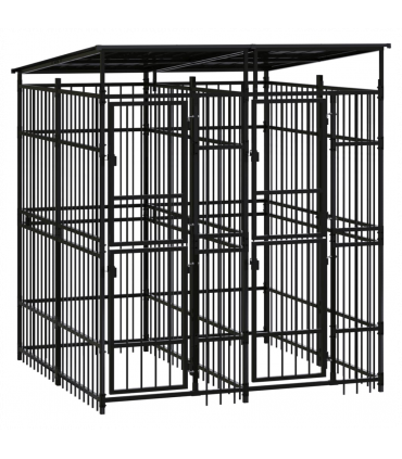 Outdoor Dog Kennel with Roof Steel 3.69 m�