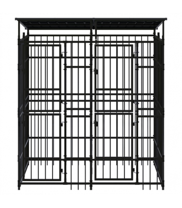 Outdoor Dog Kennel with Roof Steel 3.69 m�