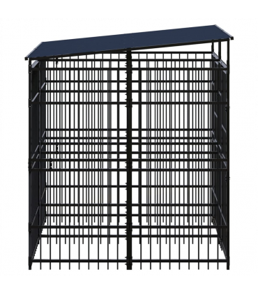 Outdoor Dog Kennel with Roof Steel 3.69 m�