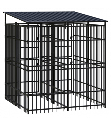 Outdoor Dog Kennel with Roof Steel 3.69 m�