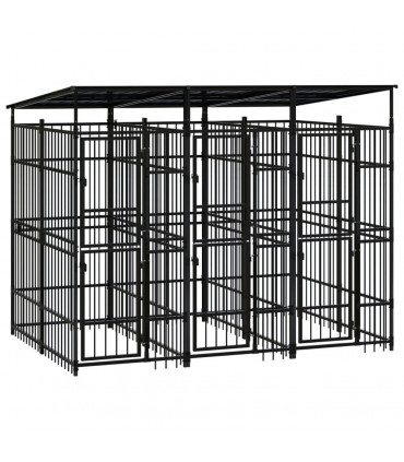 Outdoor Dog Kennel with Roof Steel 5.53 m�