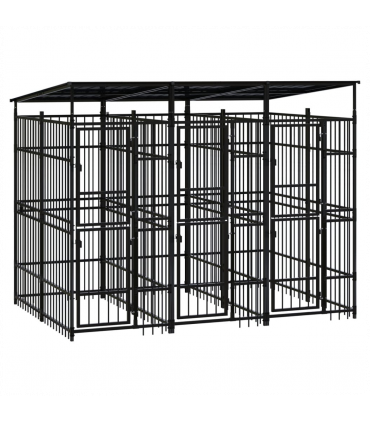 Outdoor Dog Kennel with Roof Steel 5.53 m�