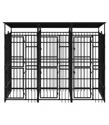 Outdoor Dog Kennel with Roof Steel 5.53 m�