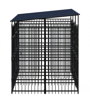 Outdoor Dog Kennel with Roof Steel 5.53 m�