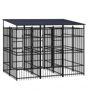 Outdoor Dog Kennel with Roof Steel 5.53 m�