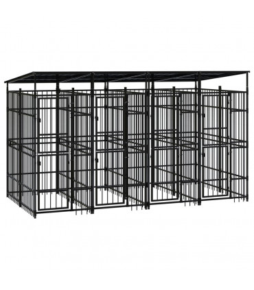 Outdoor Dog Kennel with Roof Steel 7.37 m�