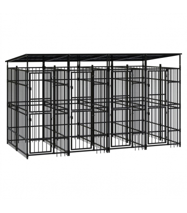 Outdoor Dog Kennel with Roof Steel 7.37 m�