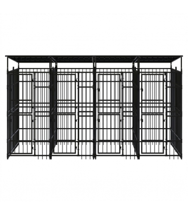 Outdoor Dog Kennel with Roof Steel 7.37 m�