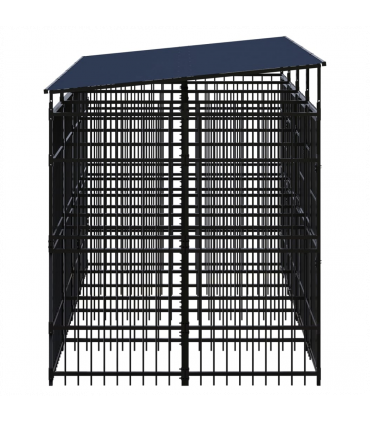 Outdoor Dog Kennel with Roof Steel 7.37 m�