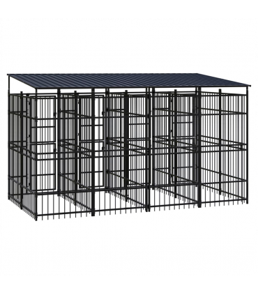 Outdoor Dog Kennel with Roof Steel 7.37 m�