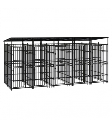 Outdoor Dog Kennel with Roof Steel 9.22 m�