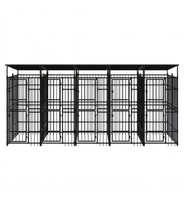 Outdoor Dog Kennel with Roof Steel 9.22 m�