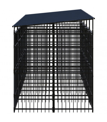 Outdoor Dog Kennel with Roof Steel 9.22 m�