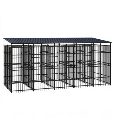 Outdoor Dog Kennel with Roof Steel 9.22 m�
