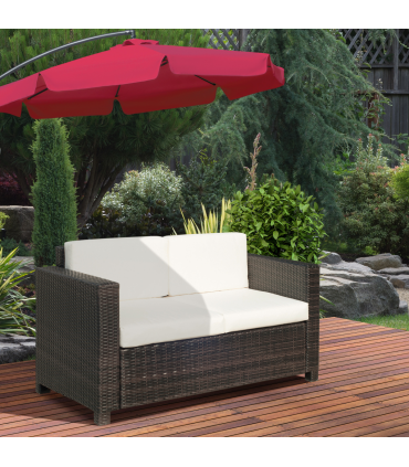 Outdoor Double Armchair - Comfortable PE Rattan Seating for Two