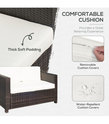 Outdoor Double Armchair - Comfortable PE Rattan Seating for Two