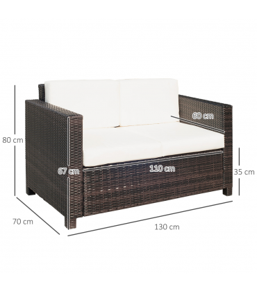 Outdoor Double Armchair - Comfortable PE Rattan Seating for Two