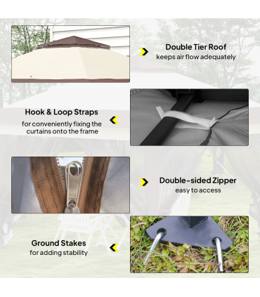 Outdoor Folding Canopy with Adjustable Height & Ventilation - Portable Tent