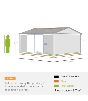 Outdoor Garden Storage Shed Steel Tool Storage Box for Backyard Grey Outsunny