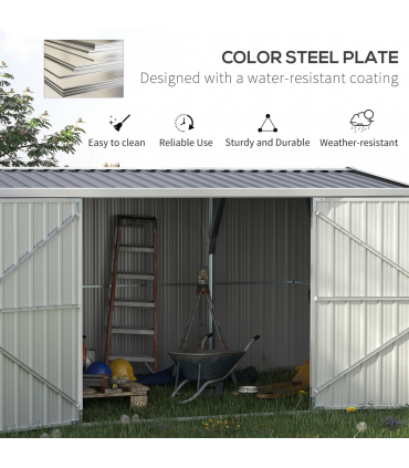 Outdoor Garden Storage Shed Steel Tool Storage Box for Backyard Grey Outsunny