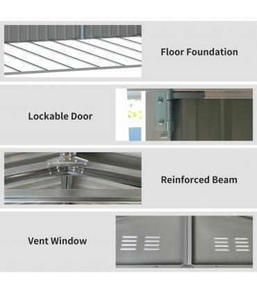 Outdoor Garden Storage Shed Steel Tool Storage Box for Backyard Grey Outsunny