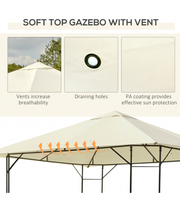 Outdoor Gazebo for Garden Party Tent, Wedding Canopy Pavilion Cream-white