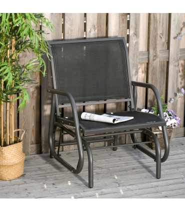 Outdoor Gliding Swing Chair Garden Seat w/ Mesh Seat Curved Back Steel Frame