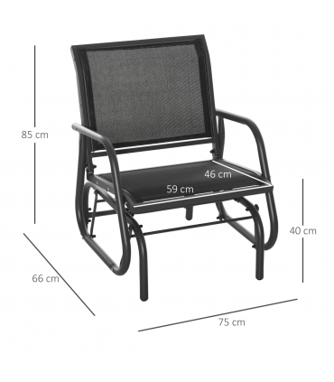 Outdoor Gliding Swing Chair Garden Seat w/ Mesh Seat Curved Back Steel Frame
