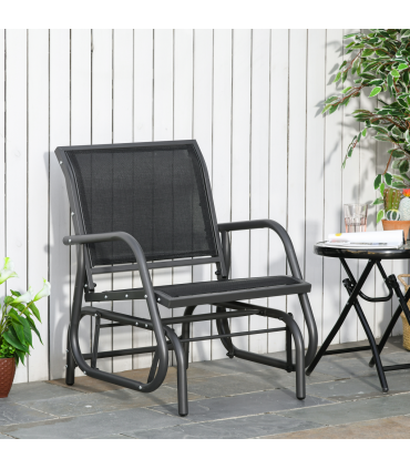 Outdoor Gliding Swing Chair Garden Seat w/ Mesh Seat Curved Back Steel Frame