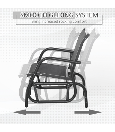 Outdoor Gliding Swing Chair Garden Seat w/ Mesh Seat Curved Back Steel Frame