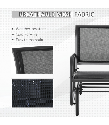Outdoor Gliding Swing Chair Garden Seat w/ Mesh Seat Curved Back Steel Frame