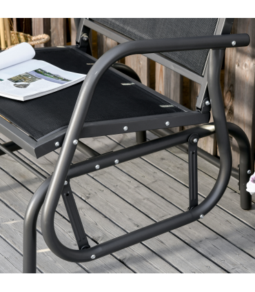 Outdoor Gliding Swing Chair Garden Seat w/ Mesh Seat Curved Back Steel Frame