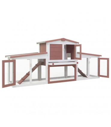 Outdoor Large Rabbit Hutch Brown and White 204x45x85 cm Wood